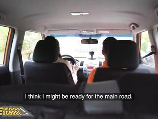 FakeDrivingSchool Black Brit Asia Rae Gets Stuck and Drilled