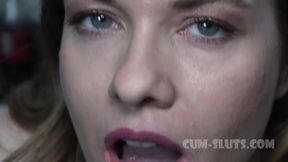 Maya Labella sucks a huge cock and enjoys (and swallows) his cum