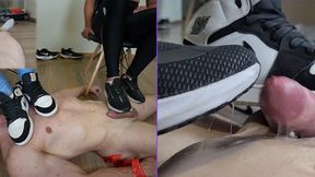 Double Sneaker Milking - Made to Surrender Under Their Dirty Soles - FOOT DOMINATION - FEMALE DOMINATION - FEMDOM - CBT - BONDAGE - FOOTJOB - CUMSHOT - SHOEJOB -