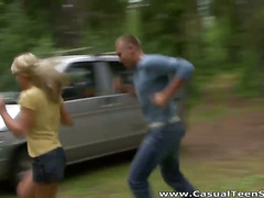 Hitchhiker fucked in the woods