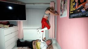 Danielle Red PVC Pants & Chunky White Boots Trample