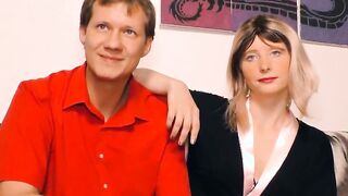 German Housewife and GF first time 3 way casting