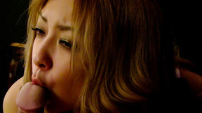 Blonde Asian In Lingerie Gives Him A Sensual Blowjob