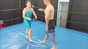 Mixed wrestling in spandex outfit