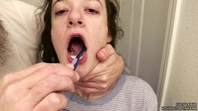 older dom brushes young subs teeth