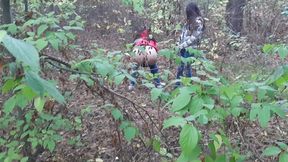 �one girl pissed in the forest and how the second girl gave her cunnilingus