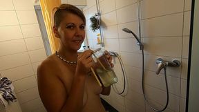 another bathroom session with cum and pee cocktail drinking