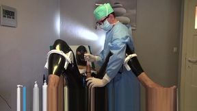 Doctor Fists and Sounds Latex Slave with Gloves in Gyno Chair