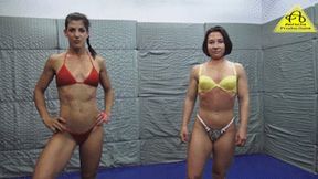 Bianca vs Mary competitive female wrestling