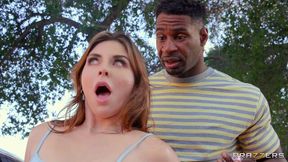 Hot-looking brunette Keira Croft likes interracial anal fuck