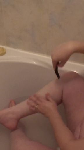 Washing Soapy Breasts in Bath