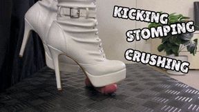 Kicking, Stomping, and Crushing your Cock in White Knee High Heels (Slave POV Version) - TamyStarly - Cock Balls Crush Trample, Shoejob, CBT, Trampling, Bootjob, Stomping