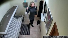 Big-titted milf gets pounded in public solarium session
