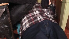 footstool under cowboy boots