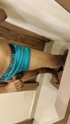 Indian / Desi Muscular Guy Flashing Big Black Cock / Lund, Solo Cum..