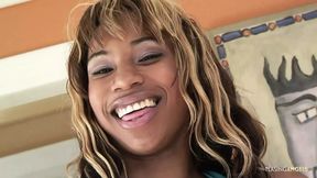 A sexy black woman removes her swimsuit for passionate interracial sex