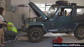 Car mechanic with huge dick fucks hot petite babe intensely