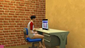 sneaks into his step mother bed while she being very excited after masturbating in front of the computer - hot blonde milf