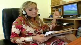 Cutie hot Venus getting interracial anal into office