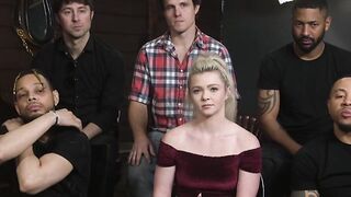 Cheating blonde gets five dicks