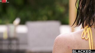 BLACKED Kinky Goddess Gabbie cheats on boyfriend at the pool