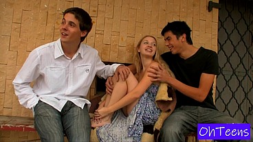 Three studs hide in a beautiful village and have fun - teen trio 2.