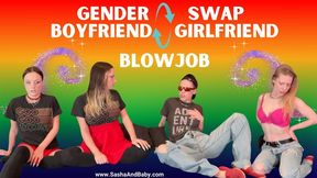 Gender Swap Blowjob Between Boyfriend and Girlfriend - Gender Transformation - Gender Bending - Gender Bender