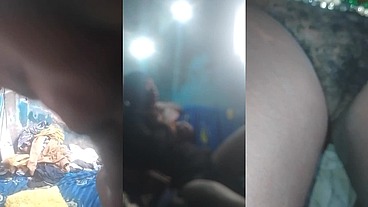 Sex in the dark room with big breast girl