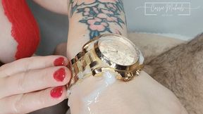 Red Nails Handjob & Cum on MK Wristwatch