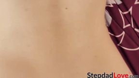 Tattooed stepdaughter Harlowe Blue rides stepdads big cock