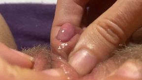 Intense clit play up close, explosive orgasm
