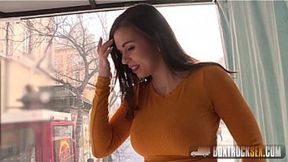 Spanish beauty Nekane gets wild public blowjob with huge cumshot