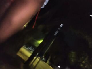 T-girl having an anal beer outdoors and then getting it out