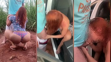 Peão da fazenda arrastou a ruiva casada para o meio do mato e comeu a cavala até gozar