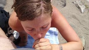 On Her Knees Performing Oral&#x1F61C; in Public by the River - College Girl Services an Older Man - Lavender Joy