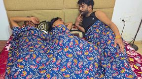 Indian Swastika Dewar Squats While Her Husband on Bed