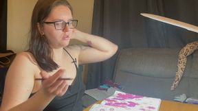 Nerdy Girl Next Door Smoking Cigarettes and Colouring