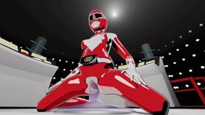 Female Red ranger cowgirl riding slime dick