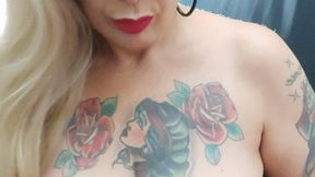 Blonde Smoker Milf Tattoed Leather Coughing