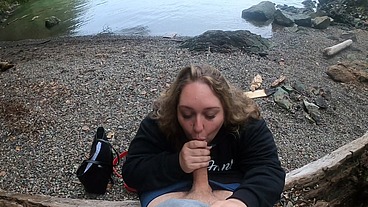 BBW slut sucks tinder dates cock in public POV