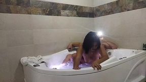 with my stepaunt taking a bath