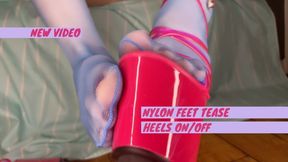 Silky nylon stockings feet, toes and soles