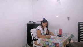 my curious and playful stepsister strips her pussy and masturbates until she cums