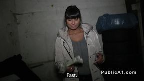Hot Czech amateur brunette bangs in public