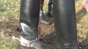 dirty boots trampling outdoors