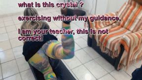 Cristal in learning a new tickling exercise