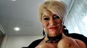 big tits in cream or playing with the nipples of a charming mature cocksucker!