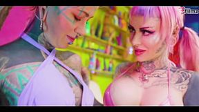 Alternative Aussie Bimbo gets heavily tattooed Anuskatzz's cock&#x1F346; destroyed by freaky sex toys