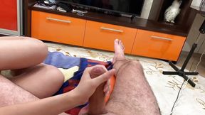 Sensual Handjob Turned Into Blowjob, He Perfectly Shot in My Mouth