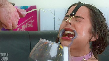 WET Degraded ANAL PISS SPEW Recycling PIGGY whore Roxy Richie with nose hook and mouth spreader is USED and BROKEN